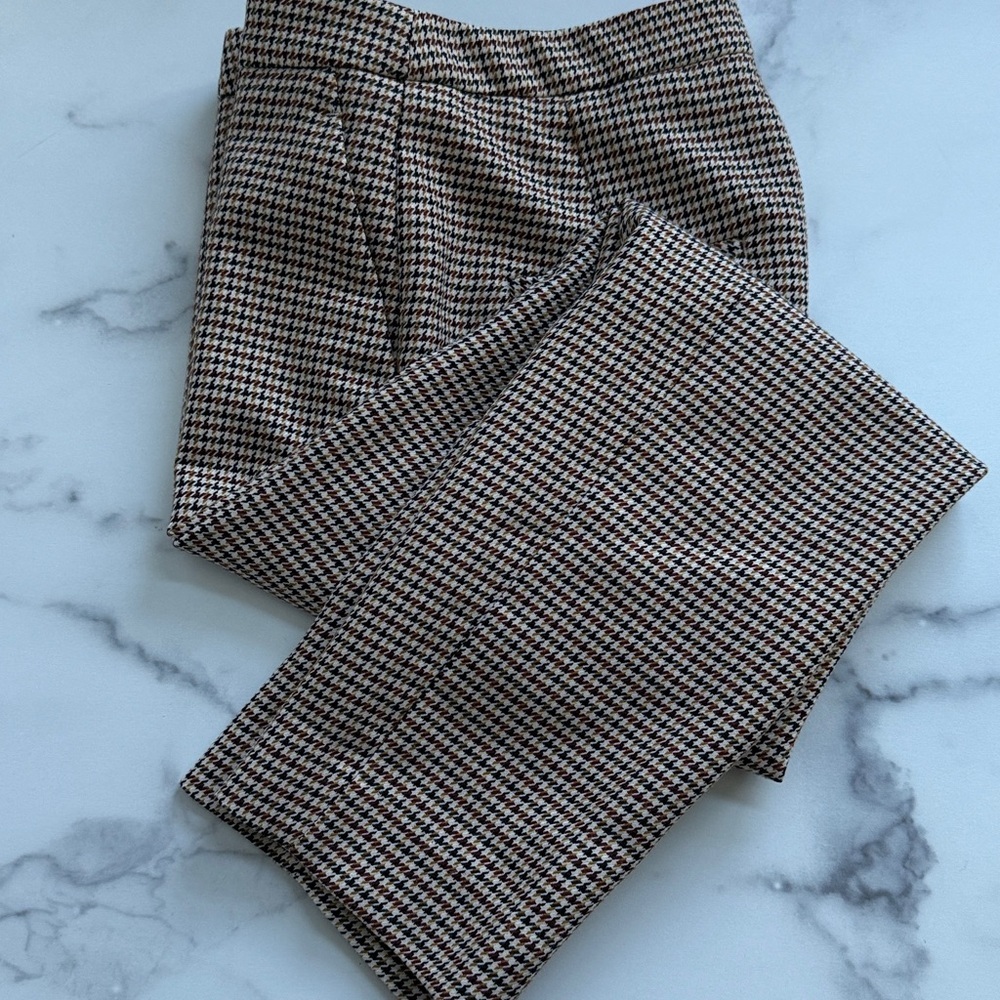 H&M Brown and Beige Houndstooth Patterned Slacks Size US4
